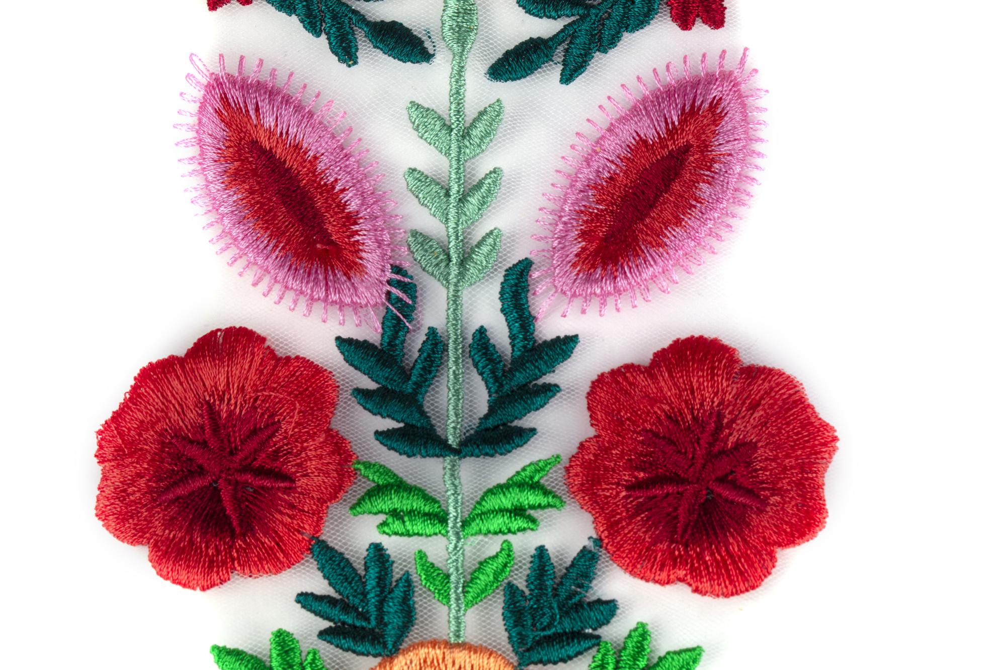 detailed satin stitch floral sample